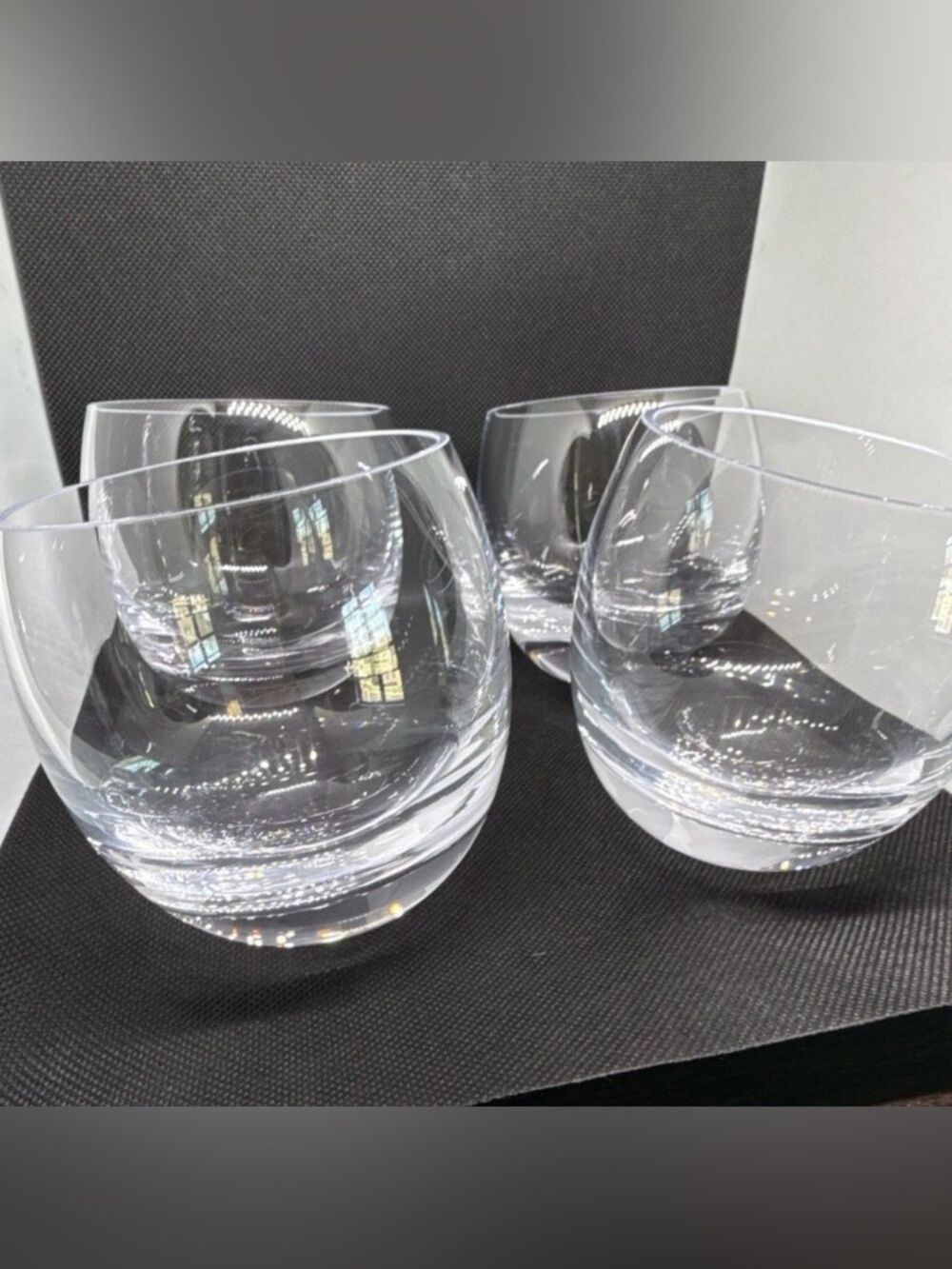 Clear Crystal Stemless Whiskey Glasses - Set of 4